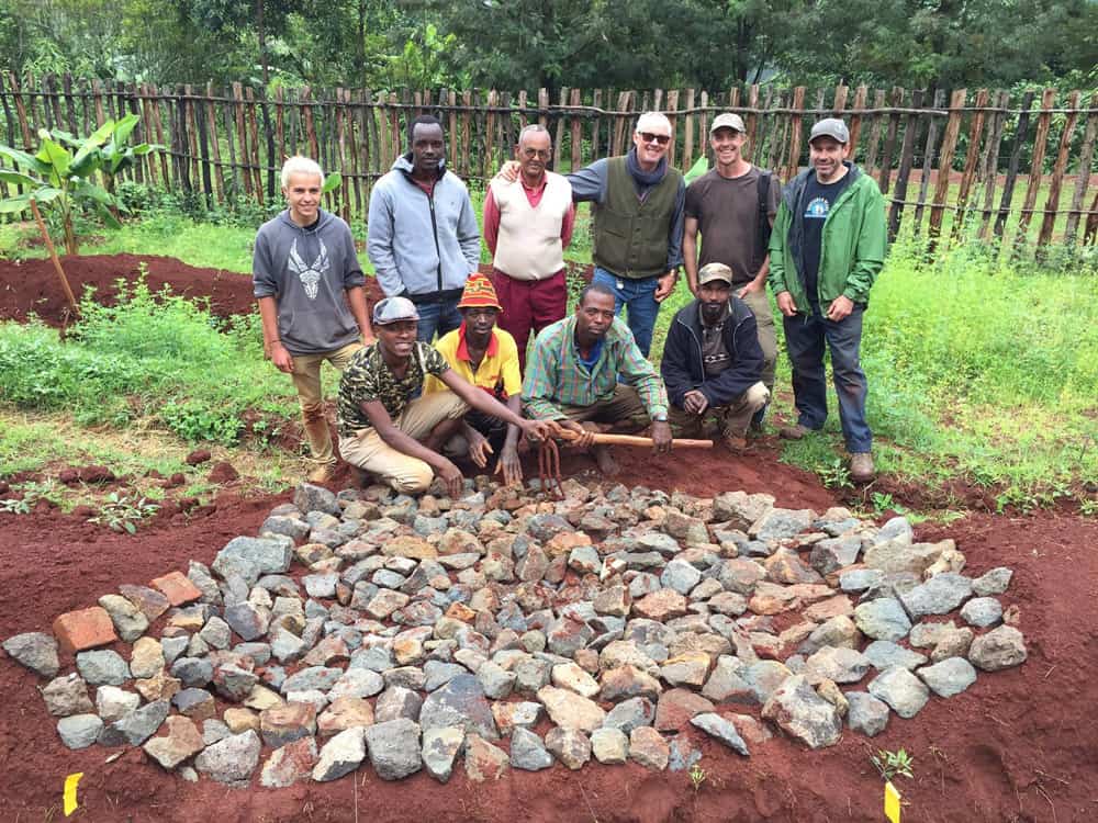 This is some of the crew working on the water harvesting structures